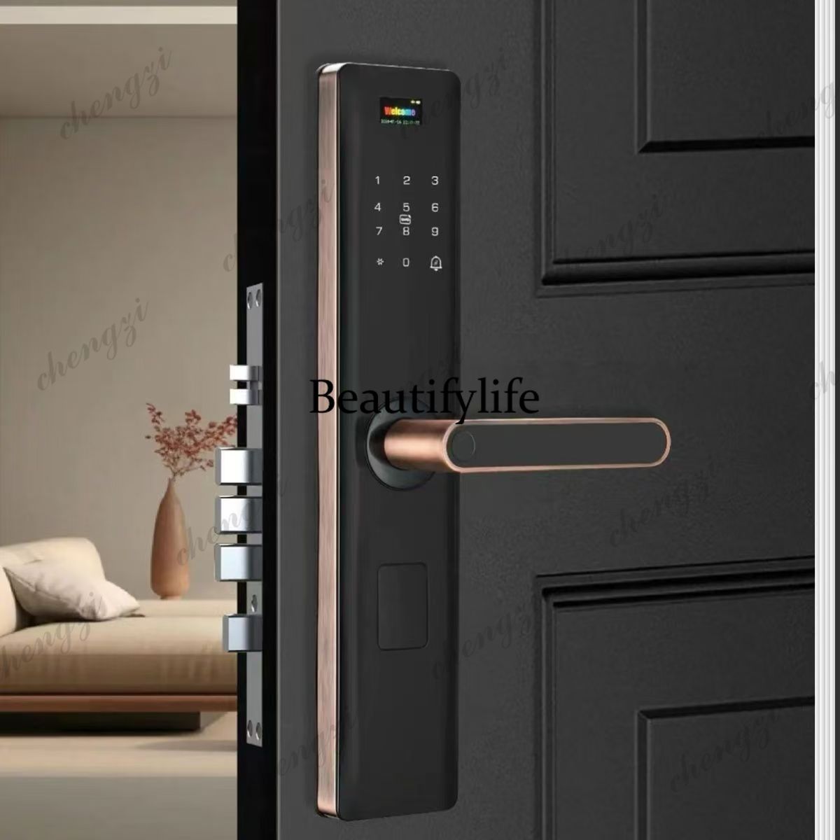 Smart Home Door Lock - قفل ببصمة الإصبع بتصميم جرافيتي، قفل